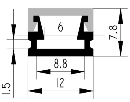 Ebenes Licht-Aluminiumprofil des Berg-LED Doppel-anodisierte 12x7.8mm