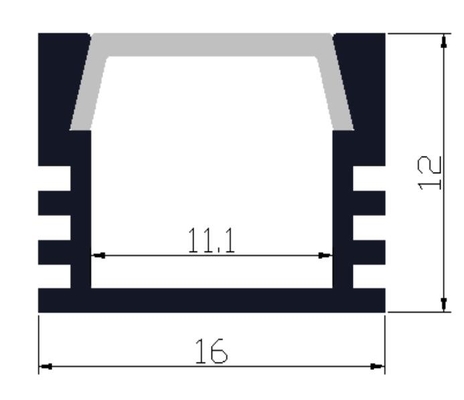 Geführter Profil-Aluminiumkanal der Luftfahrt-6063 16 x 12mm Streifen-Lichtschacht