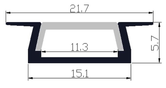 6063 LED-Licht-Aluminiumprofil vertiefte Berg 21,7 x 5.7mm