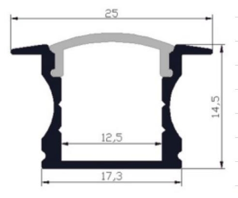 Vertieftes Licht-Aluminiumprofil 25 x 14.5mm RoHS des Berg-LED