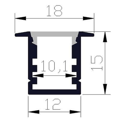 6063 LED-Licht-Aluminiumprofil 18 x 15mm vertieftes geführtes Profil