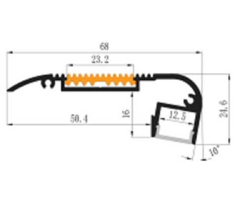Anodisierter LED-Licht-Aluminiumprofil-Kanal 6063 68x24.6mm für Schritt-Rand